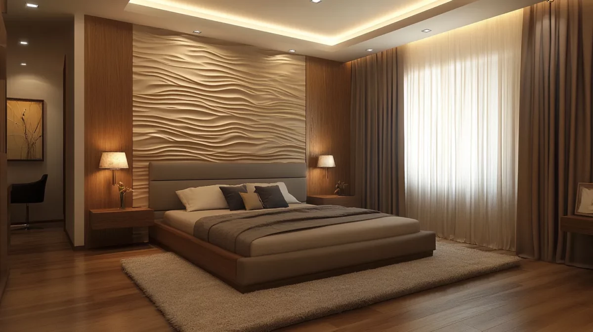 3d pvc panel design for bedroom for a dramatic look