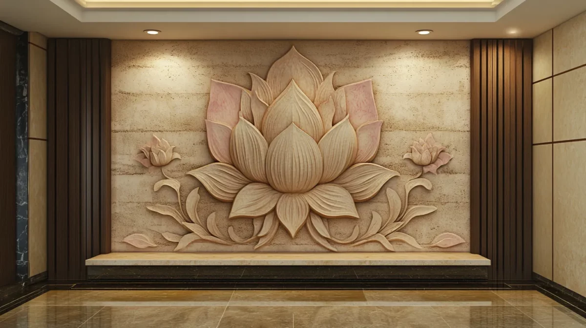 3d wall painting lotus motif