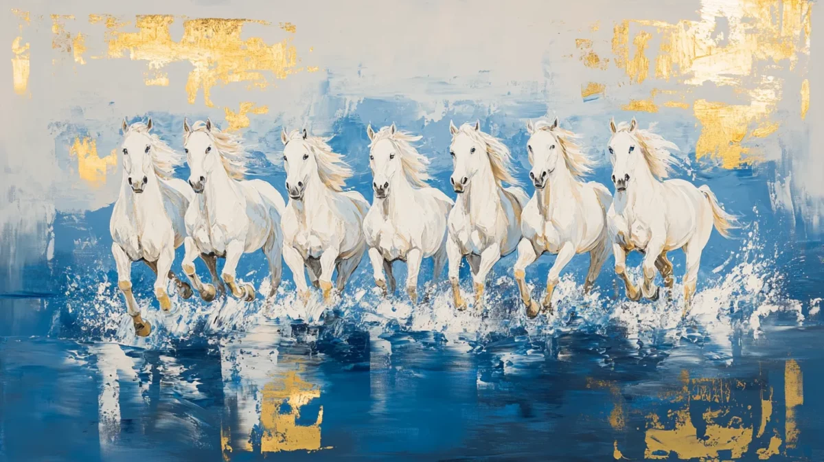 7 white horses vastu painting for north west wall