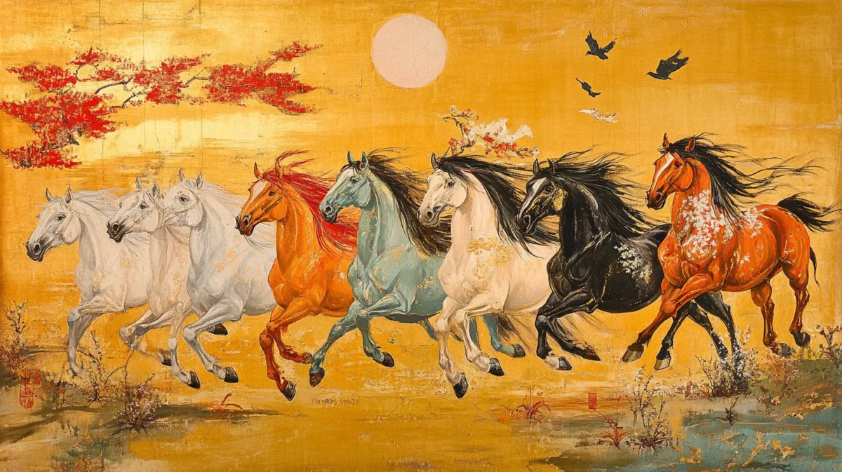 8 horse vastu painting for bedroom