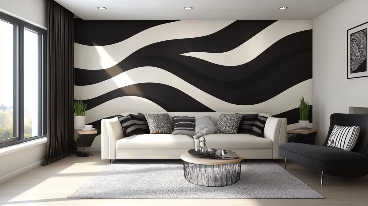 abstract art living room stencil designs