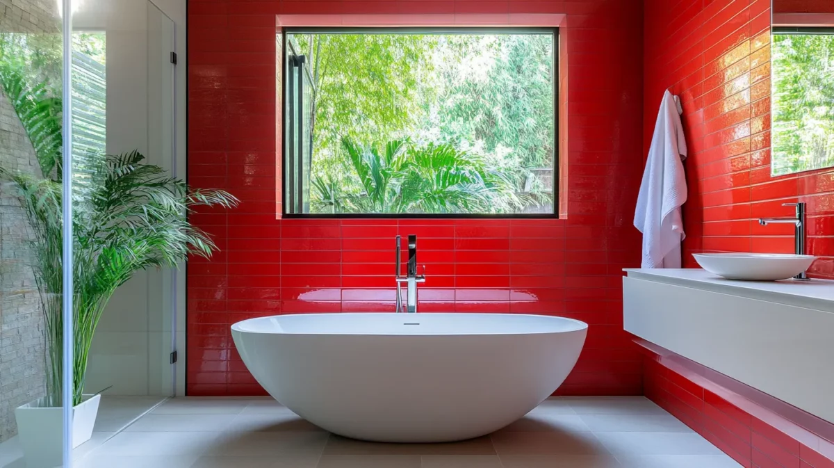 accent walls with bold tiles small bathroom remodel idea