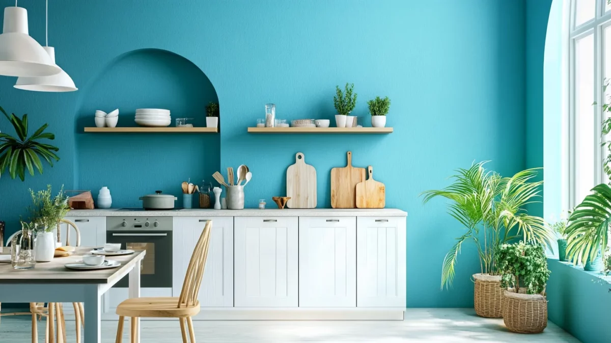 aqua blue kitchen walls colour