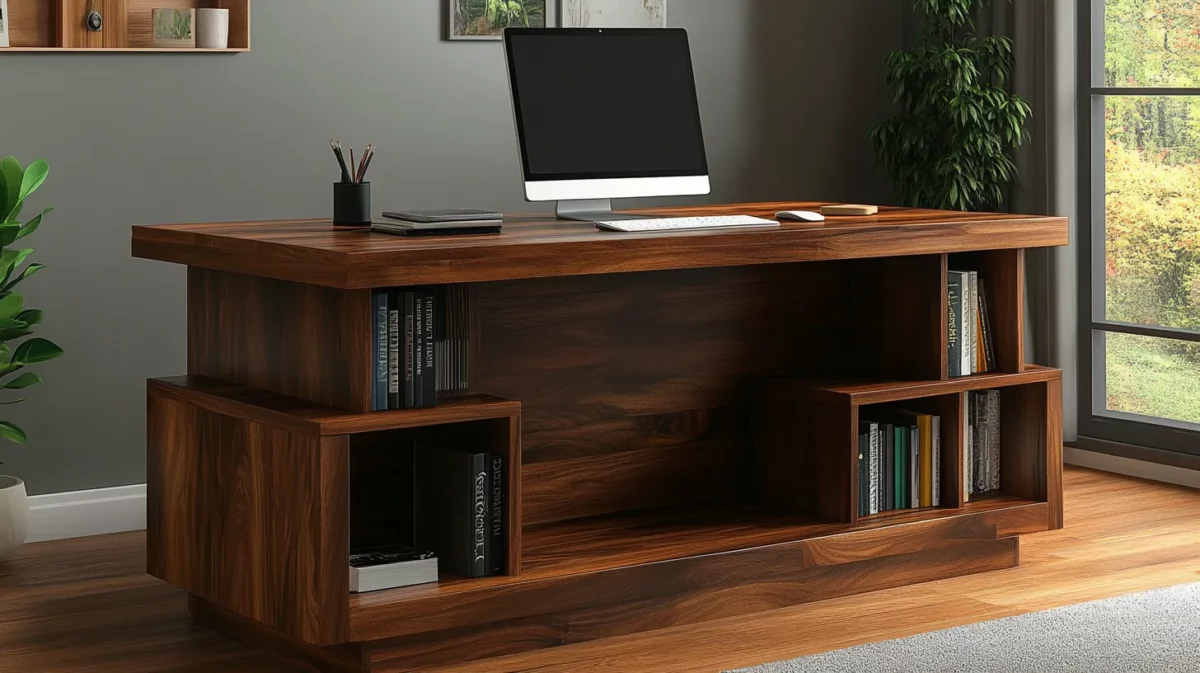 bedroom study table with bookshelf design