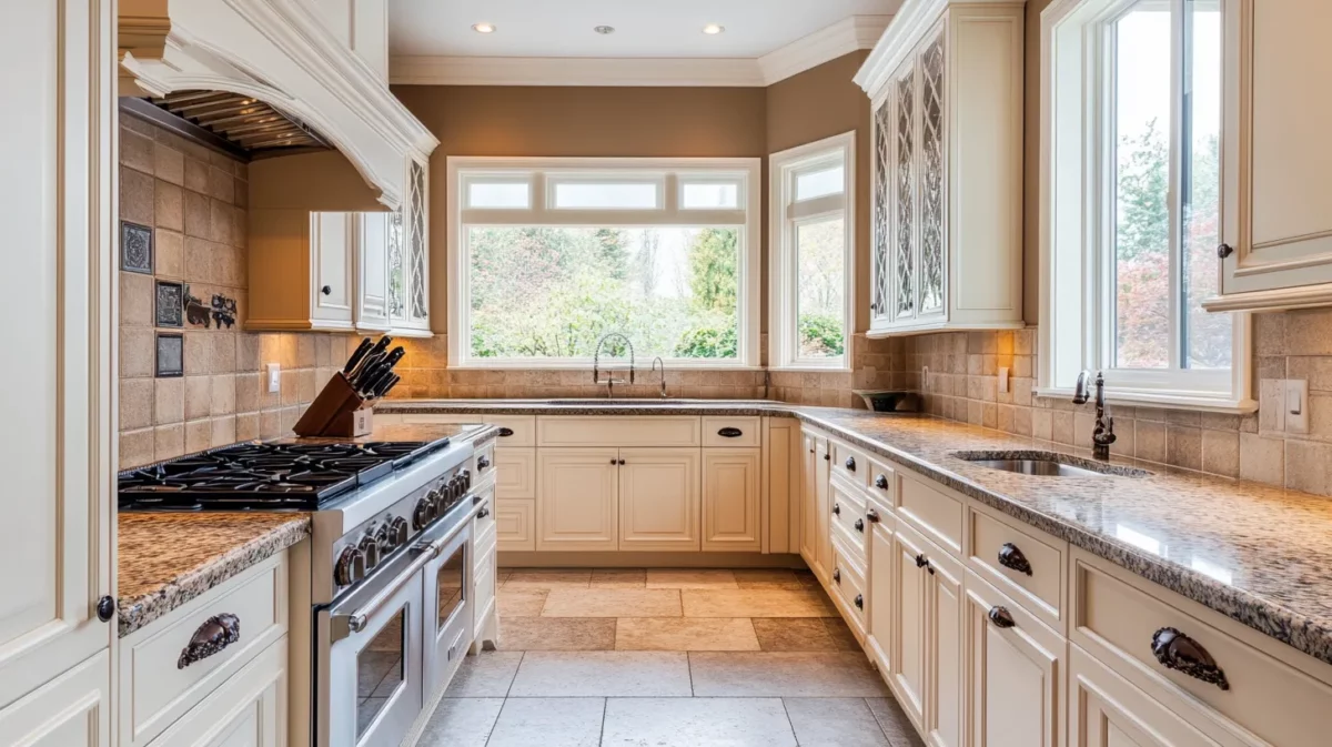 beige colour kitchen cupboard