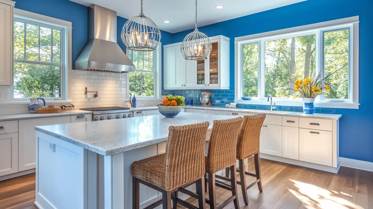 bright blue kitchen walls