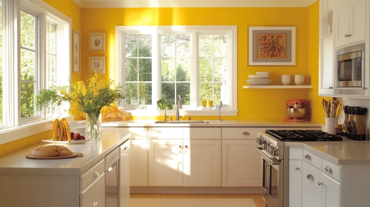 bright yellow kitchen walls