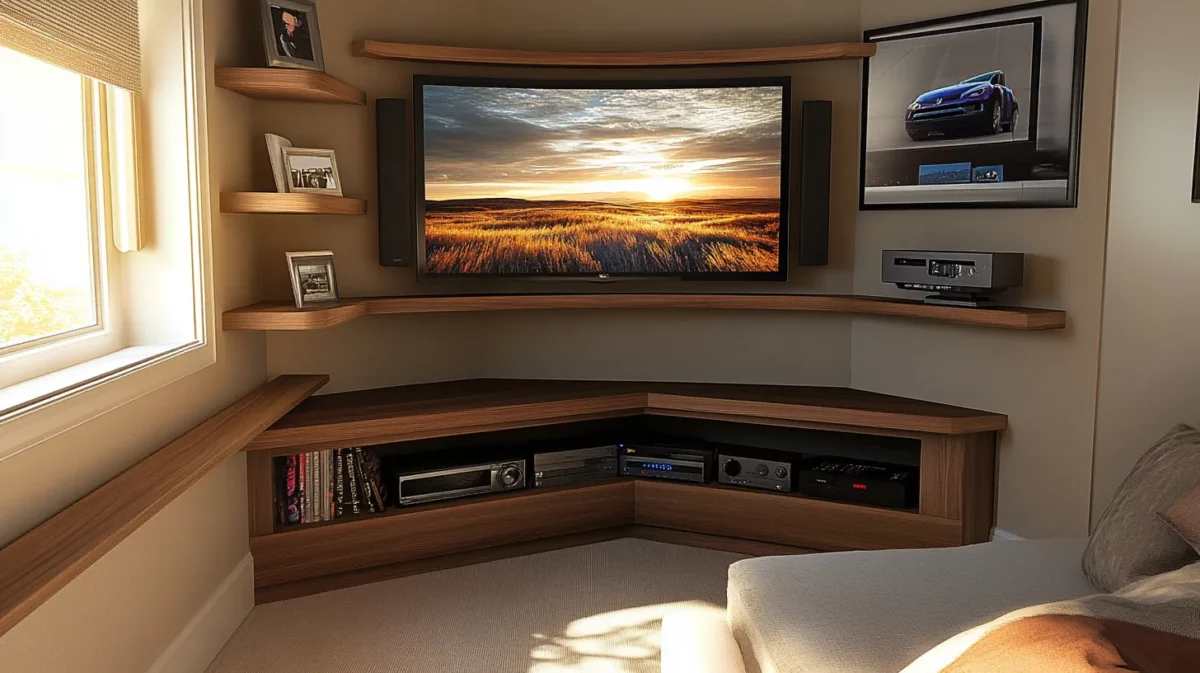 compact corner tv wall design