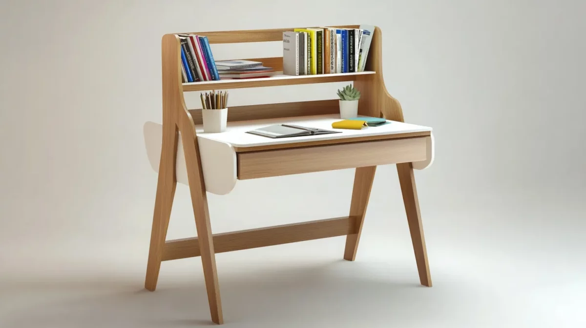 compact study table with book rack design