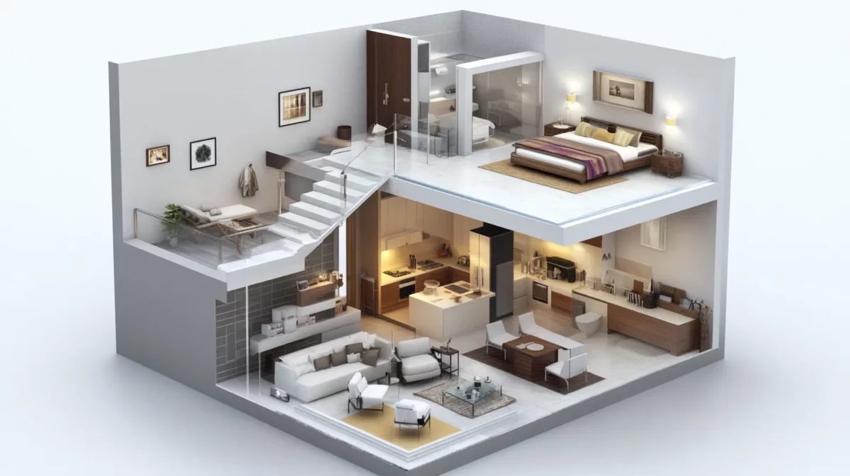 contemporary duplex south facing house plan