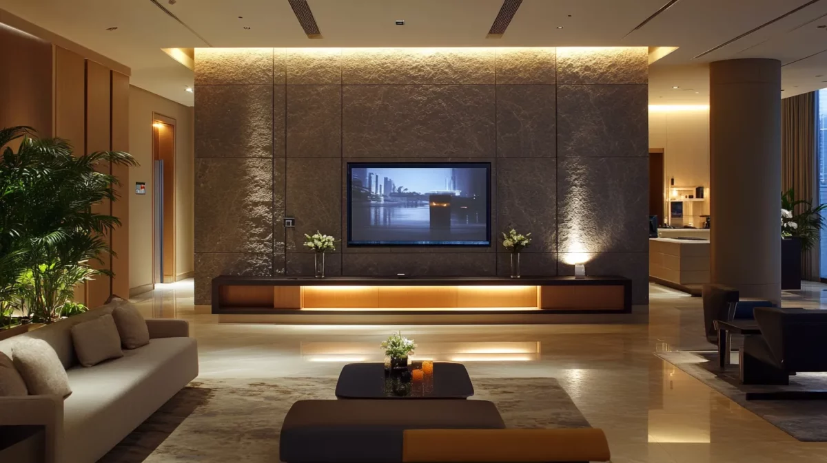 contemporary tv panel design for lobby