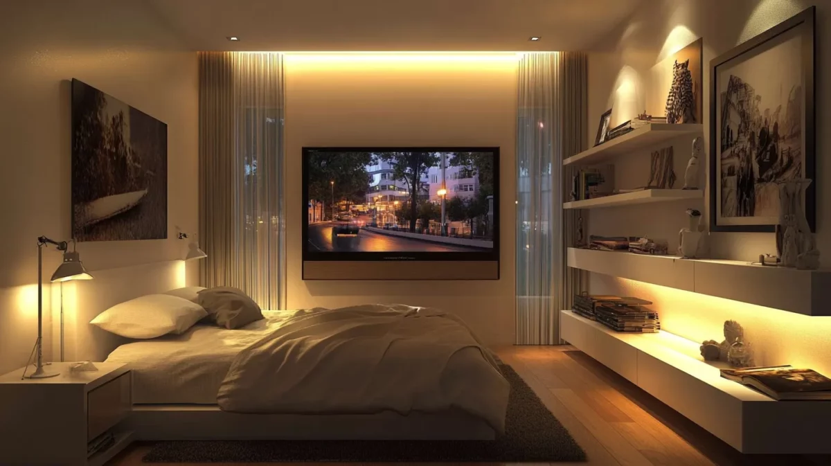 contemporary tv wall design for bedroom