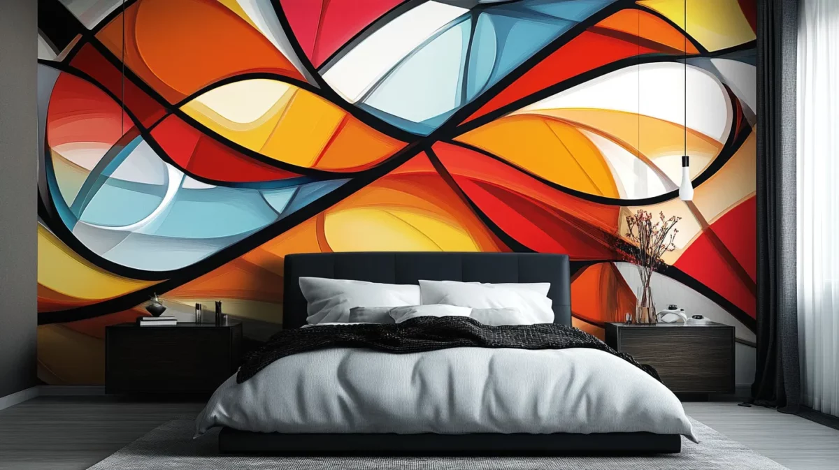 creative abstract pvc panel design for bedroom