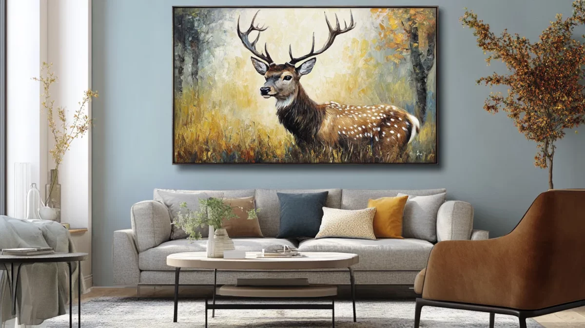 deer painting in living room as per vastu