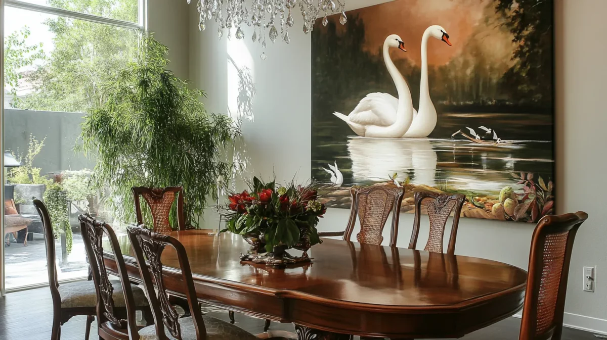 dining area swan painting as per vastu