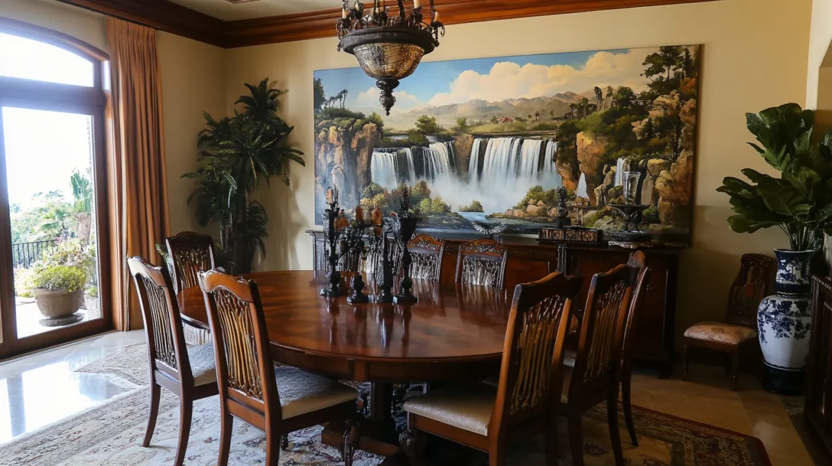 dining room waterfall painting as per vastu