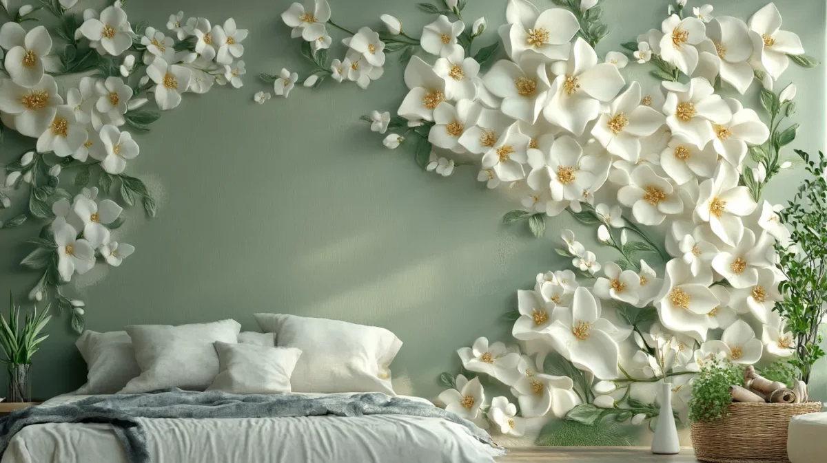 elegant floral 3d wall painting