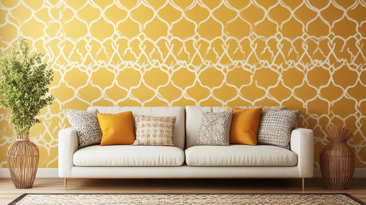 elegant moroccan living room wall stencil ideas