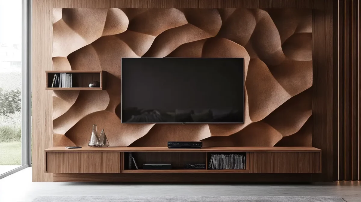 feature wall tv design for bedroom