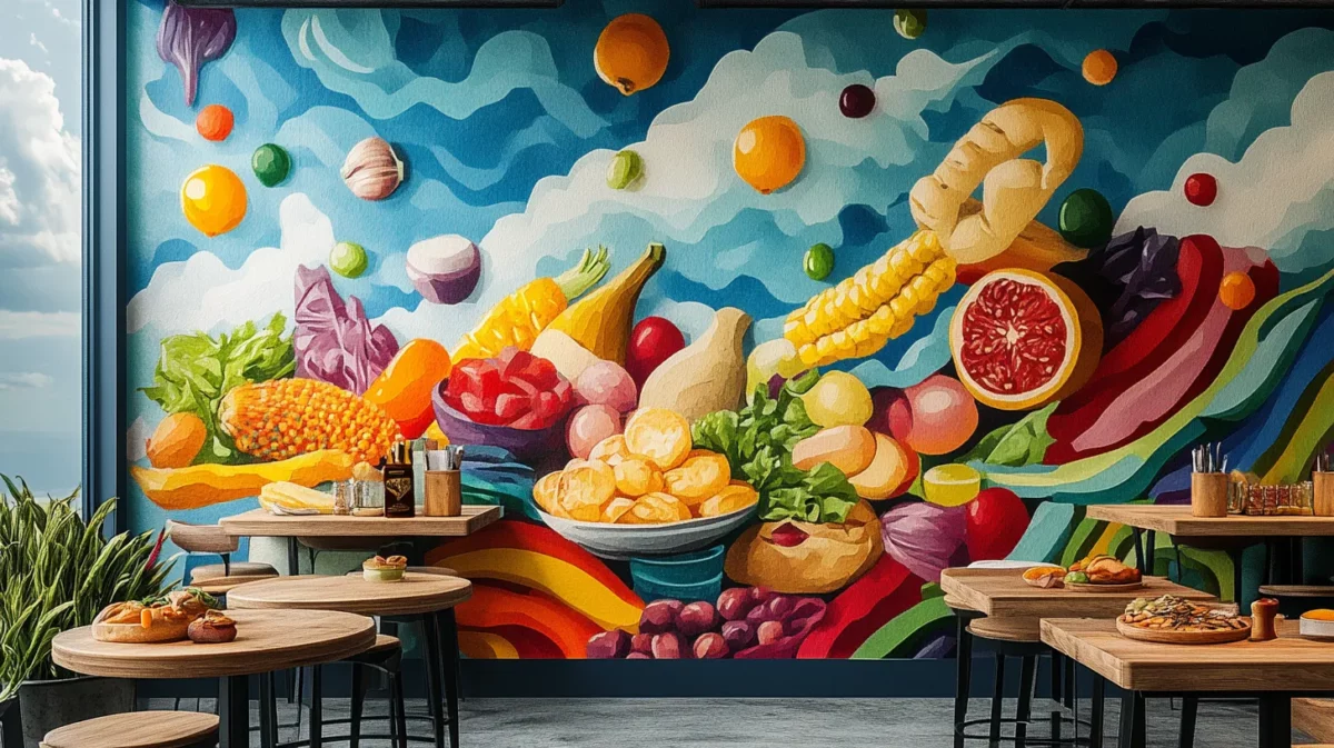 food themed 3d wall painting