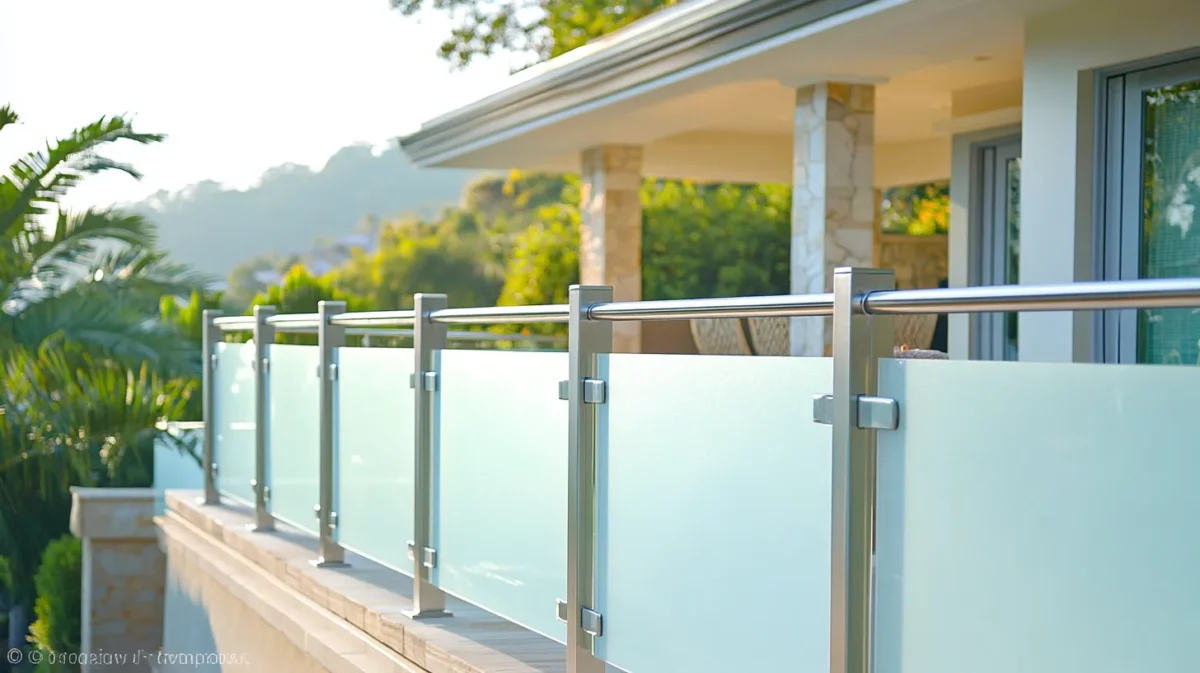 frosted glass railing design idea with glass balusters