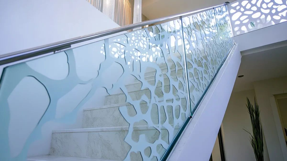 geometric glass railing design idea