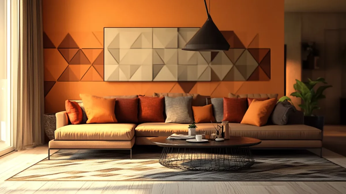 geometric harmony living room wall stencil design