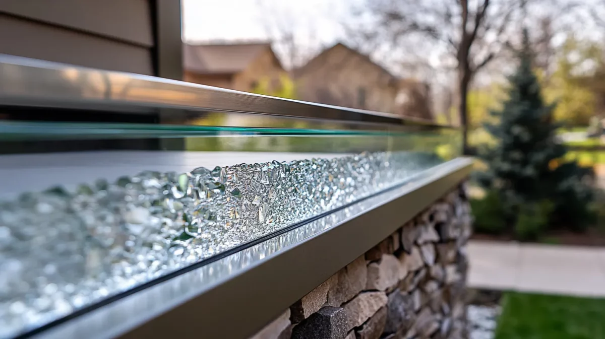 glass railing design with crystal accents