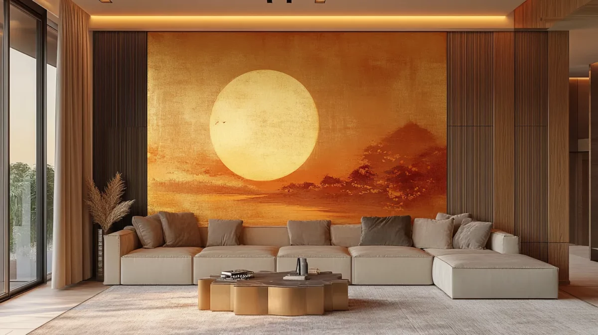 golden sunrise for the east wall of the living room