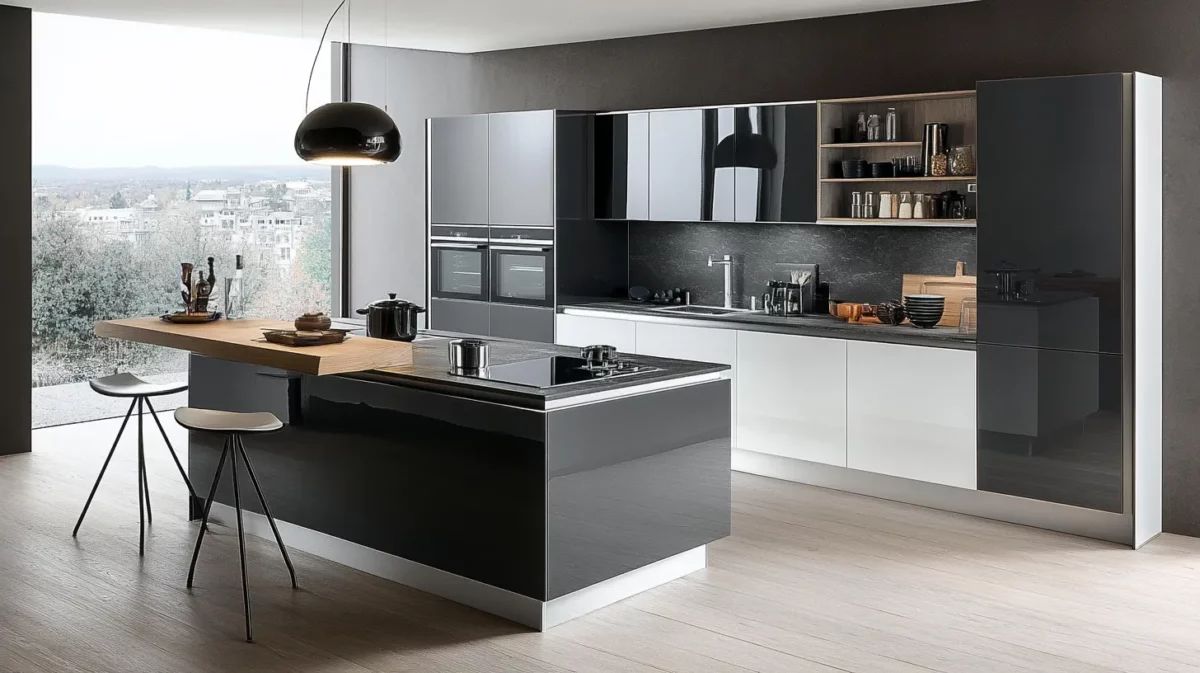 grey and white colour combination for kitchen cupboard