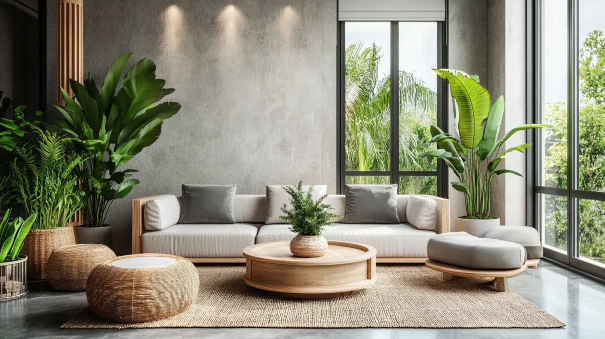 indoor plants in living room interior design