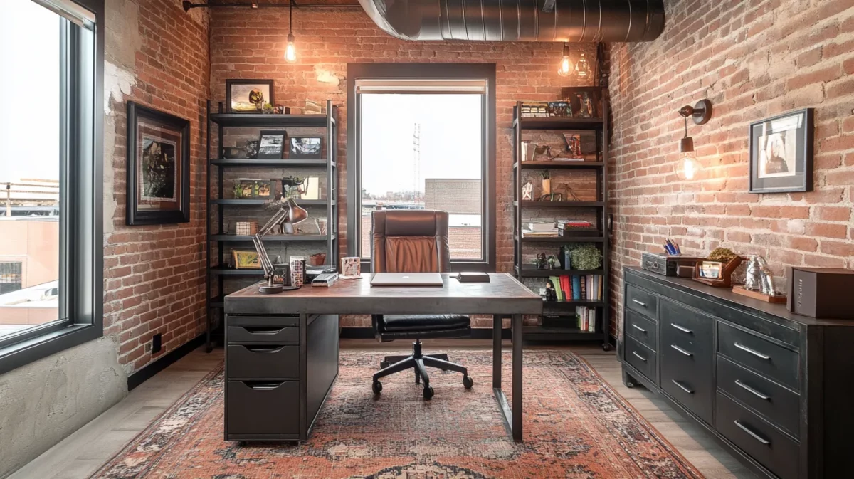 industrial themed studyroom remodel idea for old house