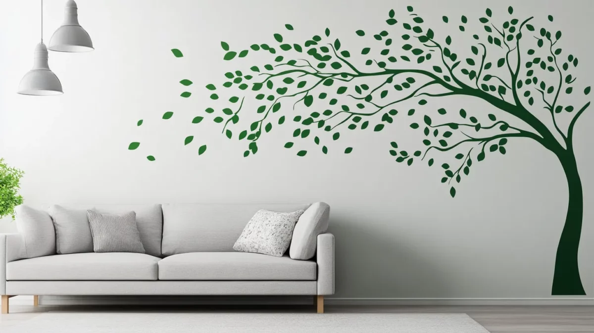 leafy trails living room stencil design