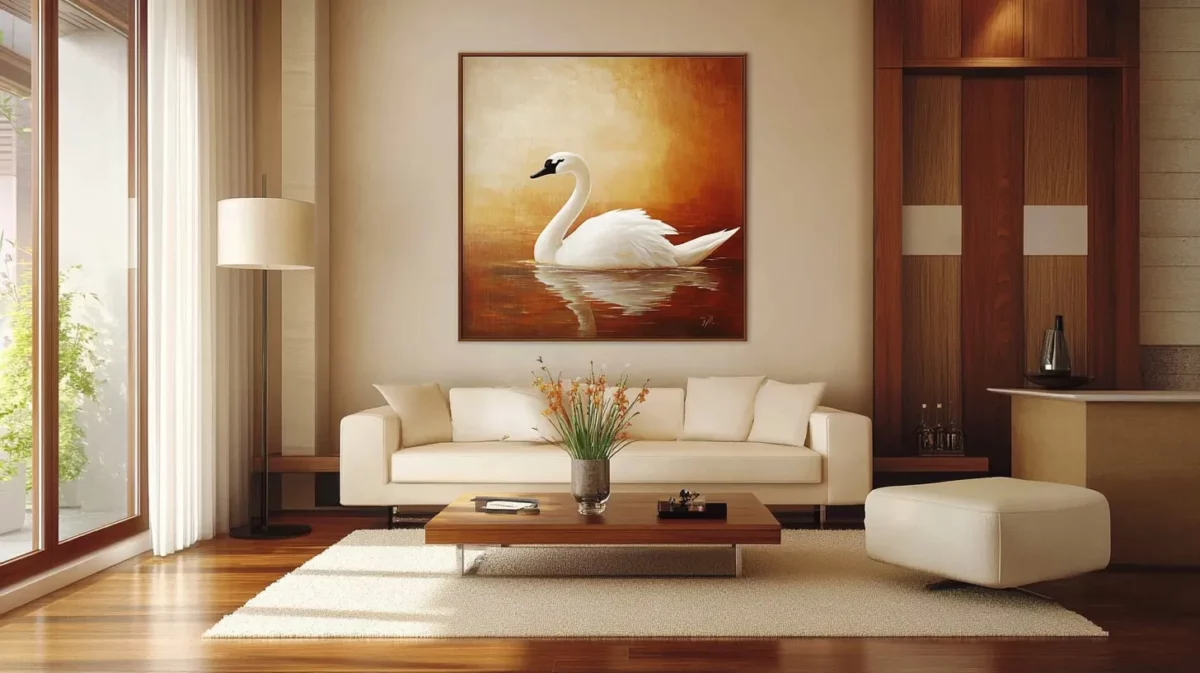 living room swan painting as per vastu