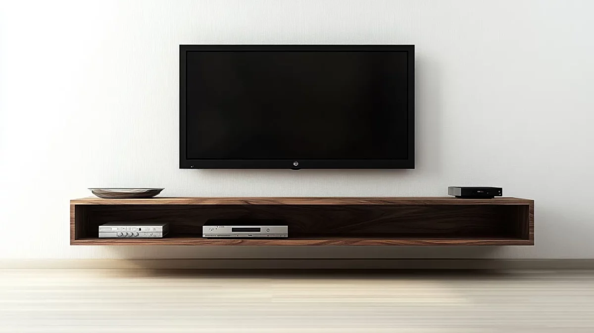 minimalist floating wood tv panel design