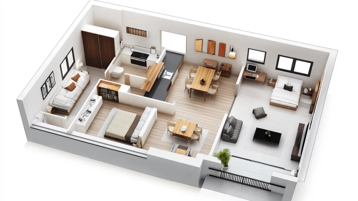 modern 2 bhk ground floor plan