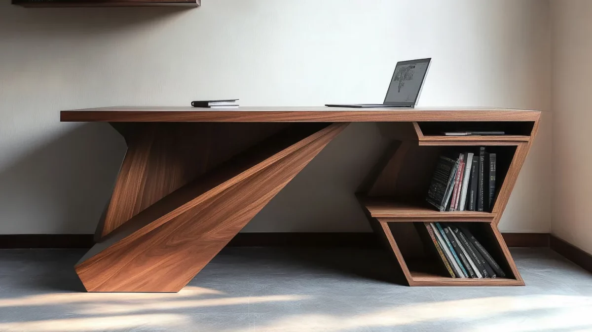 modern study table with bookshelf design