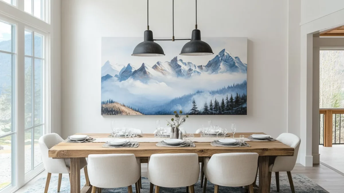 mountain painting in dining room vastu​