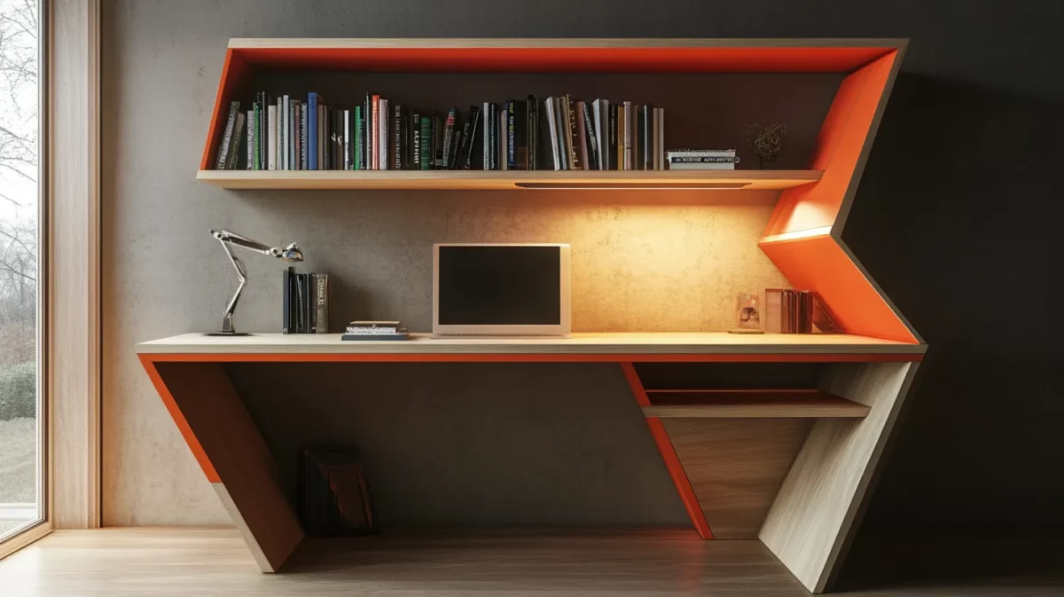 multi functional bookshelf and study table design