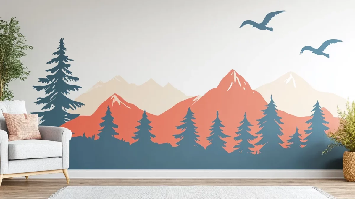 nature silhouette wall stencils for living room