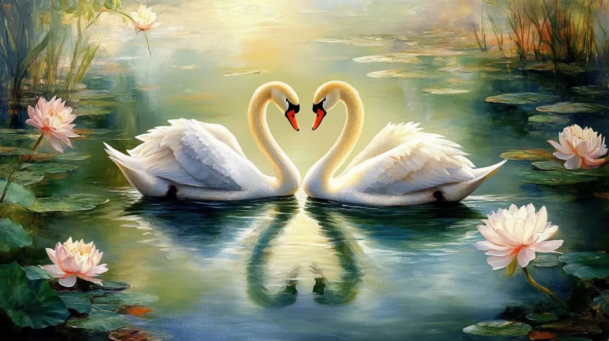 pair of swans painting for bedroom to enhance harmony