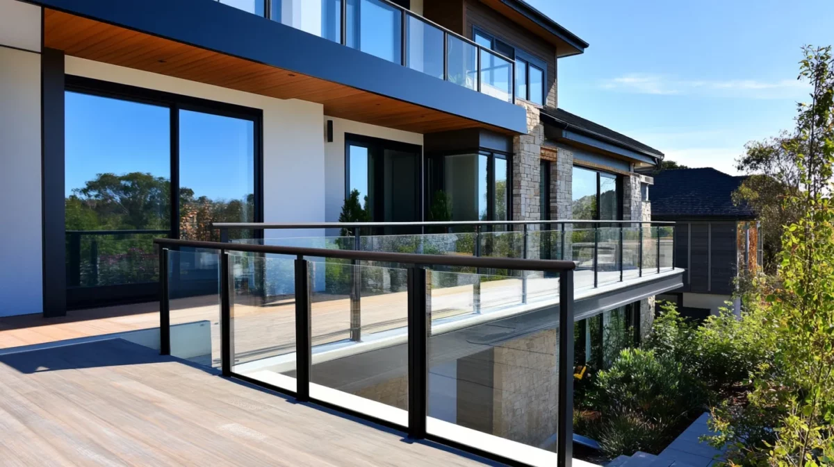 powder coated aluminium glass railing design