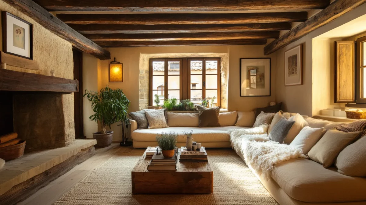 rustic charm living room remodel idea for old house