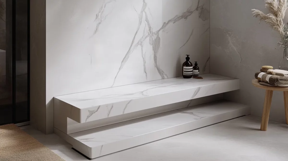 shower bench design idea for small bathroom