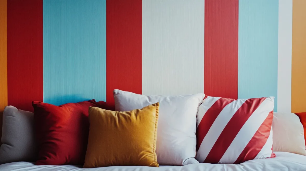 striped pvc wall panels for a dynamic master bedroom