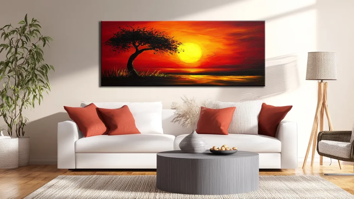 sunset paintings for living room west wall as per vastu