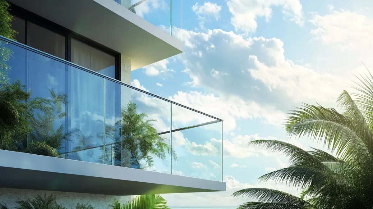 tinted glass railing design idea for balcony