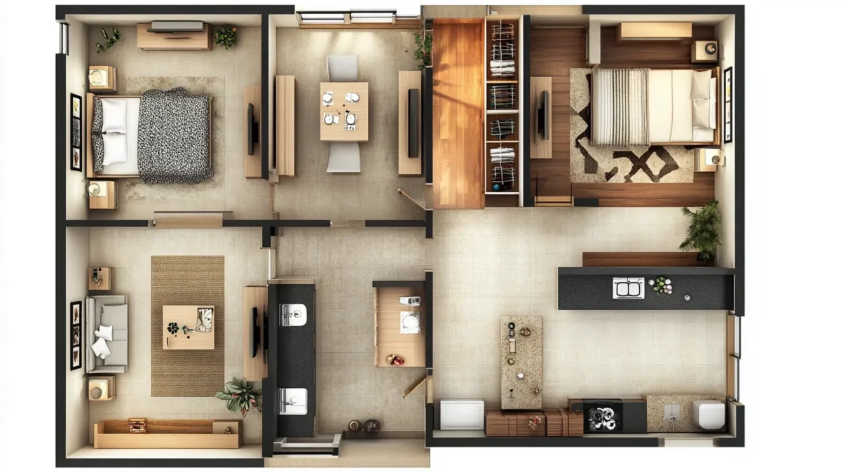 traditional village 2 bhk house layout