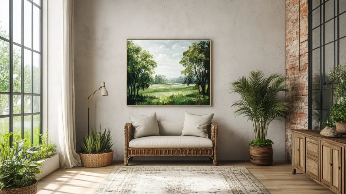 vastu painting of green landscape for east living room wall