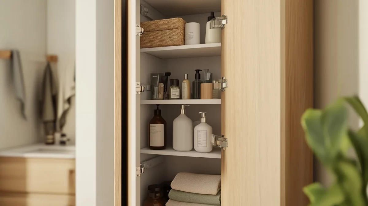 vertical storage cabinets remodel idea for small bathroom